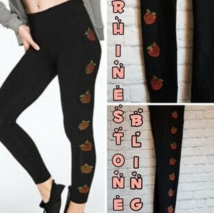 PINK Victoria's Secret Bling Rhinestone Peach Yoga Legging Pants XL New